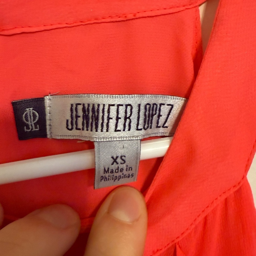 2/$30 Jennifer Lopez - Vibrant Coral Ruffle Maxi High Low Dress - Isla del Sol - Picture 6 of 9